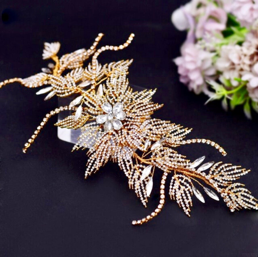 Wedding Hair Accessories - Gold Crystal Bridal Headband