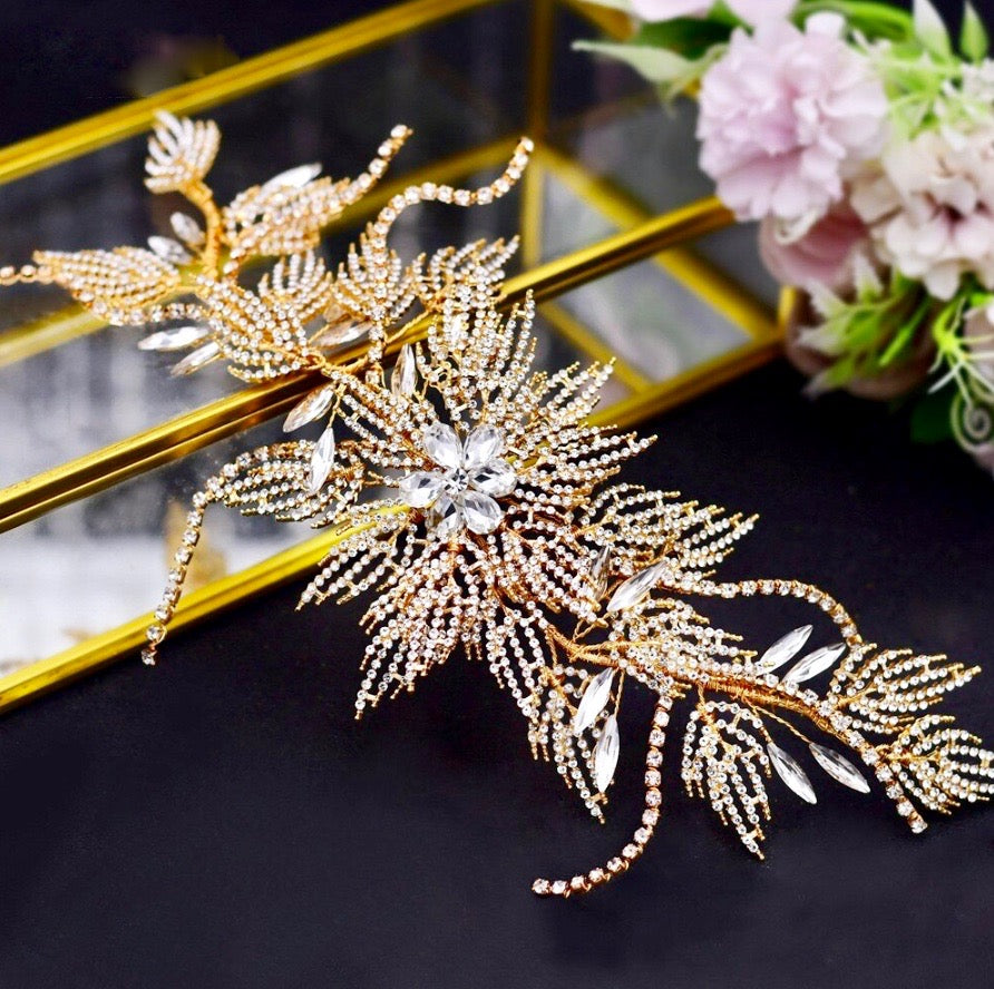 Wedding Hair Accessories - Gold Crystal Bridal Headband