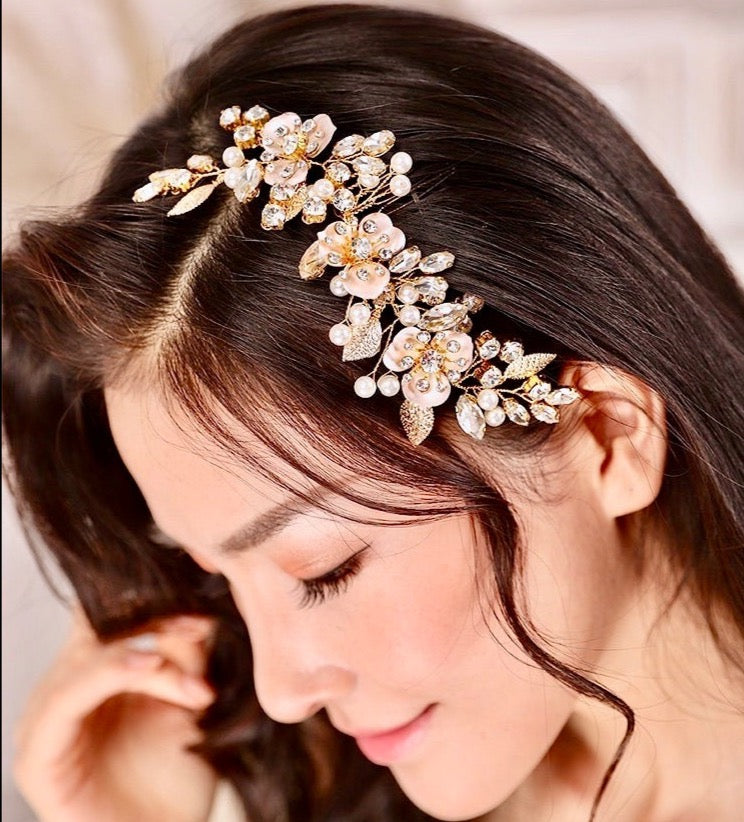 Wedding Hair Accessories - Gold Pearl Bridal Hair Comb