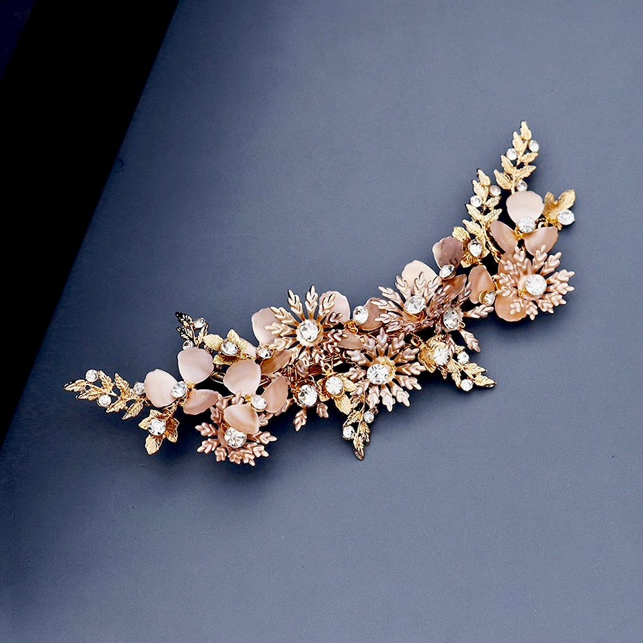 Wedding Hair Accessories - Gold Crystal Bridal Hair Clip