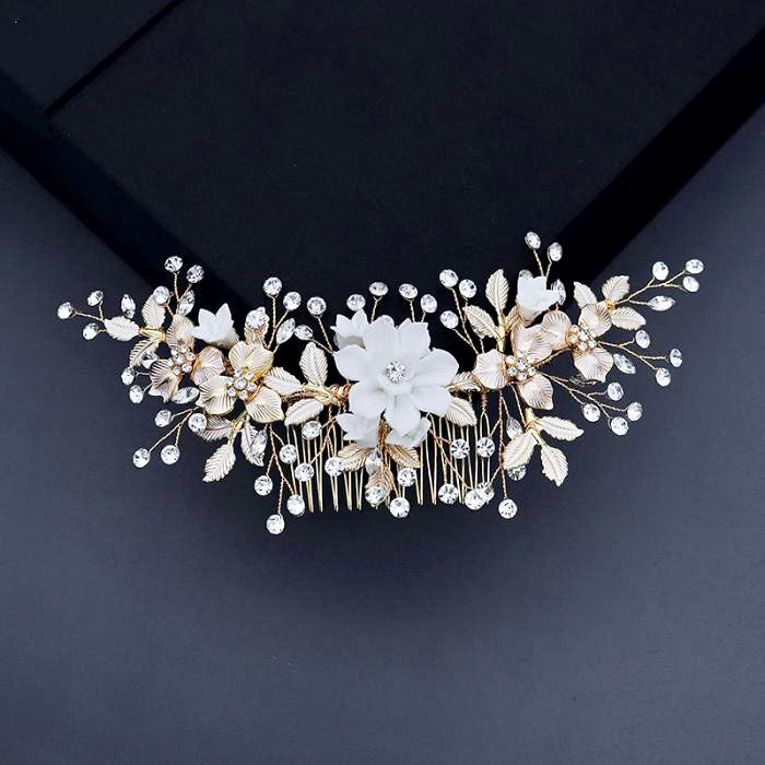 Wedding Hair Accessories - Gold Pearl Bridal Hair Comb