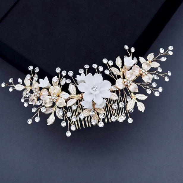 Wedding Hair Accessories - Gold Pearl Bridal Hair Comb