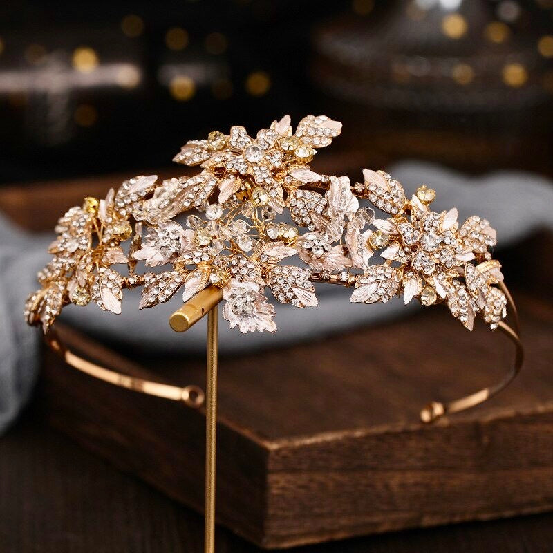 Wedding Hair Accessories - Gold Crystal Bridal Headband