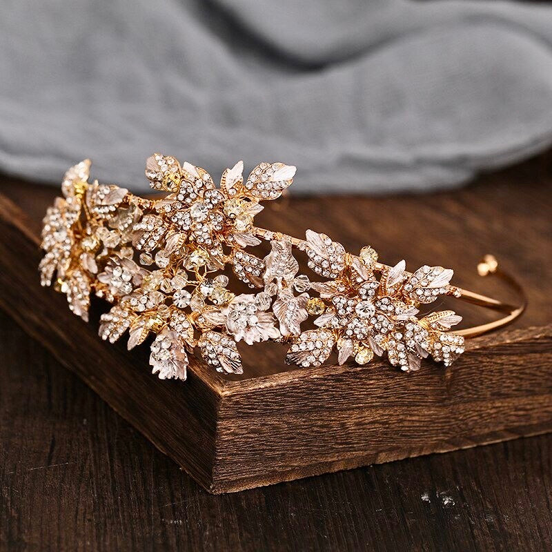 Wedding Hair Accessories - Gold Crystal Bridal Headband