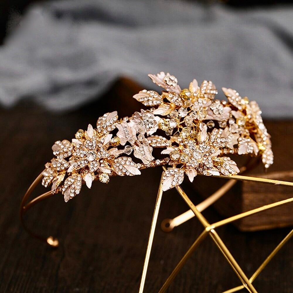 Wedding Hair Accessories - Gold Crystal Bridal Headband