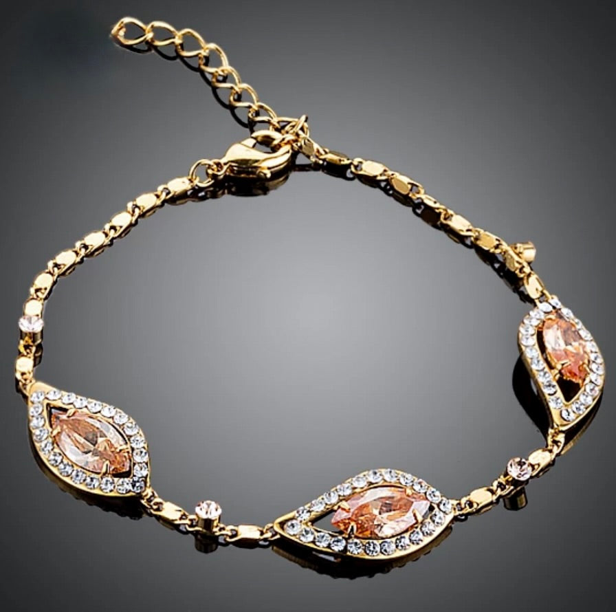 Wedding Jewelry - Gold Cubic Zirconia Bridal Bracelet