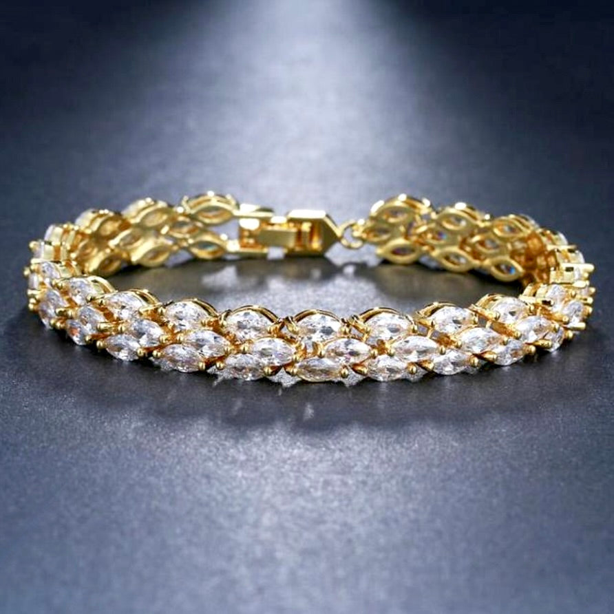 Wedding Jewelry - Cubic Zirconia Bridal Three-Piece Jewelry Set - Available in Silver and Gold