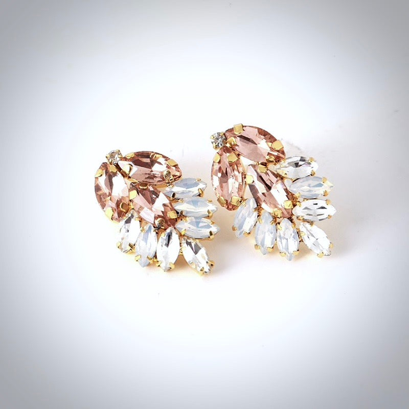 Wedding Jewelry - Gold Swarovski Crystal Bridal Earrings