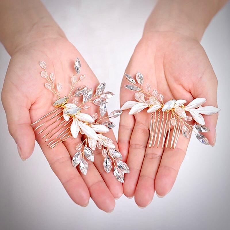 Wedding Hair Accessories - Gold Opal  Bridal Hair Comb