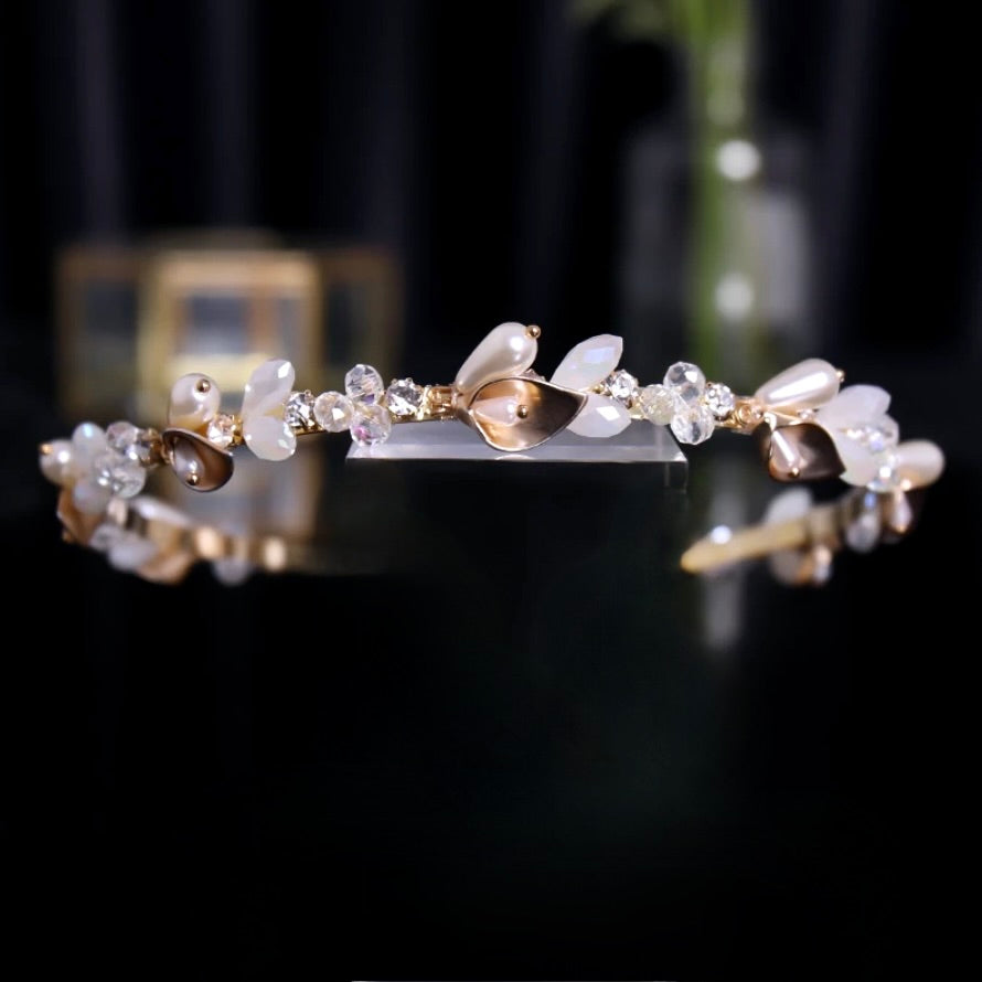 Wedding Hair Accessories - Gold Opal Bridal Headband