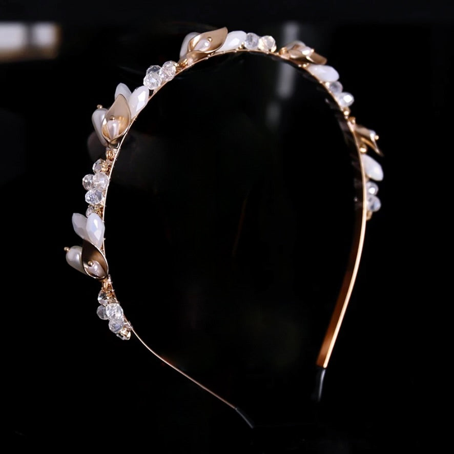 Wedding Hair Accessories - Gold Opal Bridal Headband