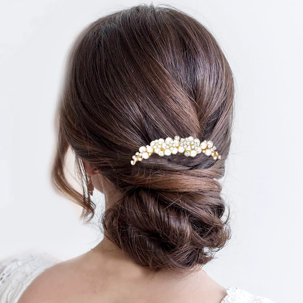 "Bertha" - Gold Pearl Bridal Hair Comb