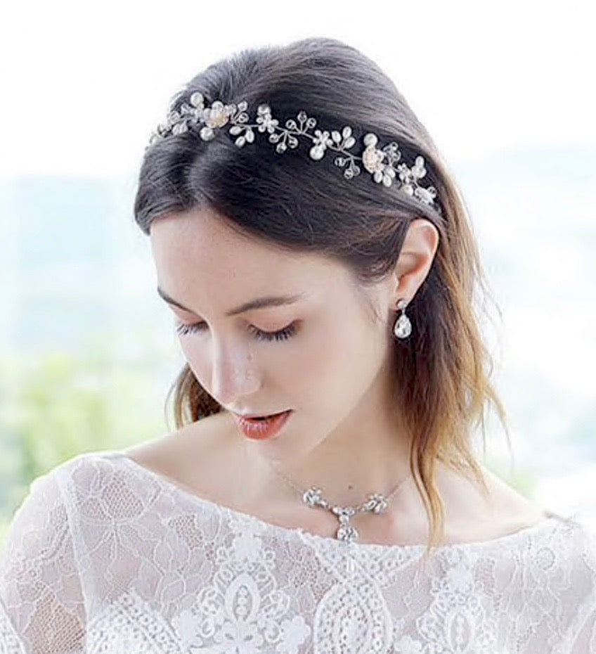 Wedding Hair Accessories - Gold Pearl and Crystal Bridal Headband