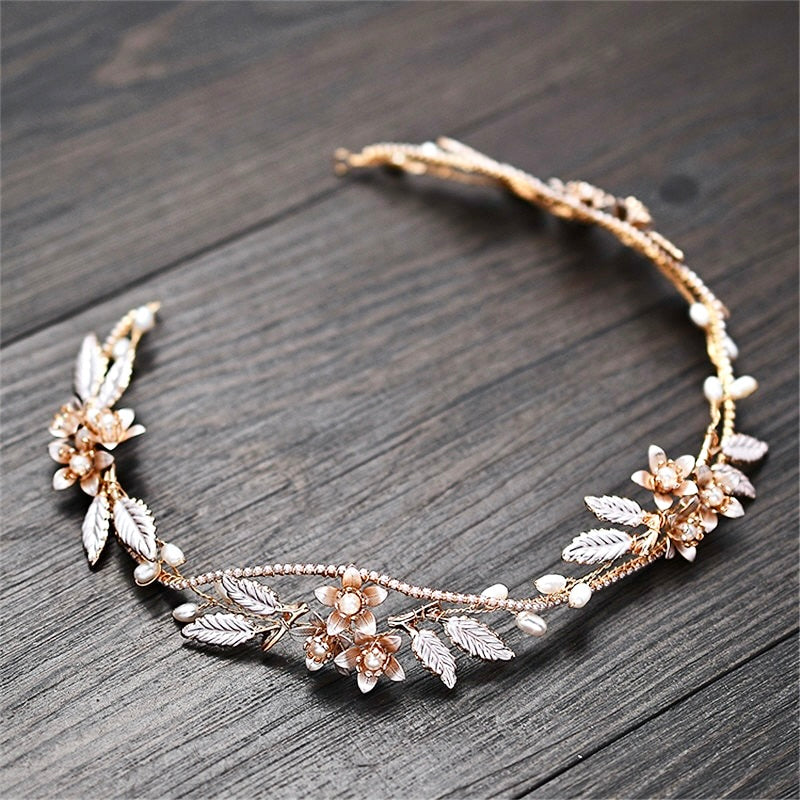 Wedding Hair Accessories - Gold Pearl Bridal Headband