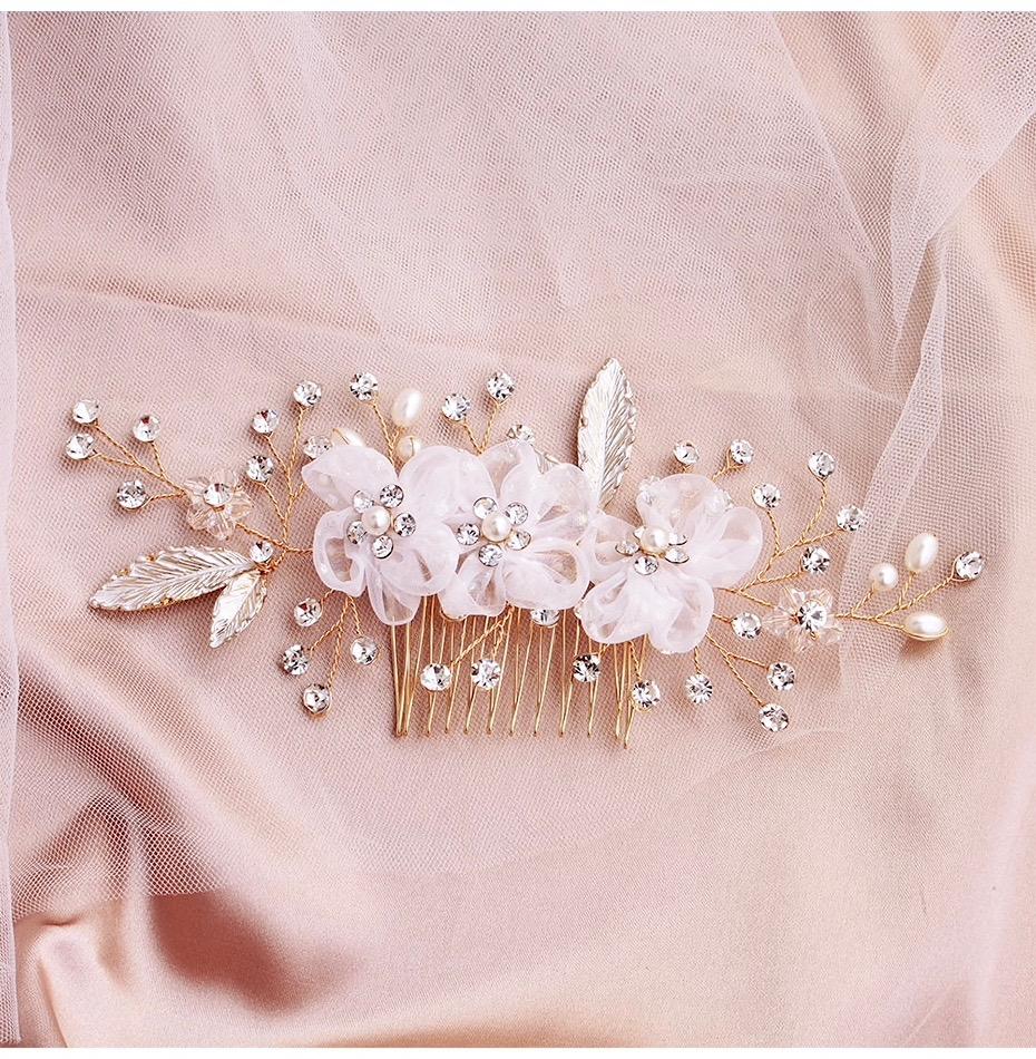 Wedding Hair Accessories - Gold Pearl and Crystal Bridal Hair Comb