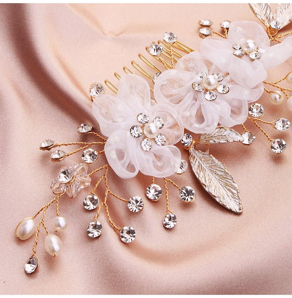 Wedding Hair Accessories - Gold Pearl and Crystal Bridal Hair Comb