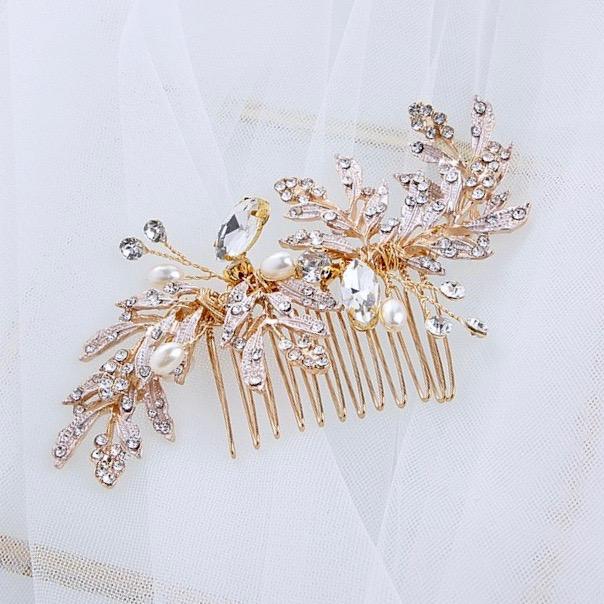 Wedding Hair Accessories - Pearl and Crystal Bridal Hair Comb - Available in Gold and Silver