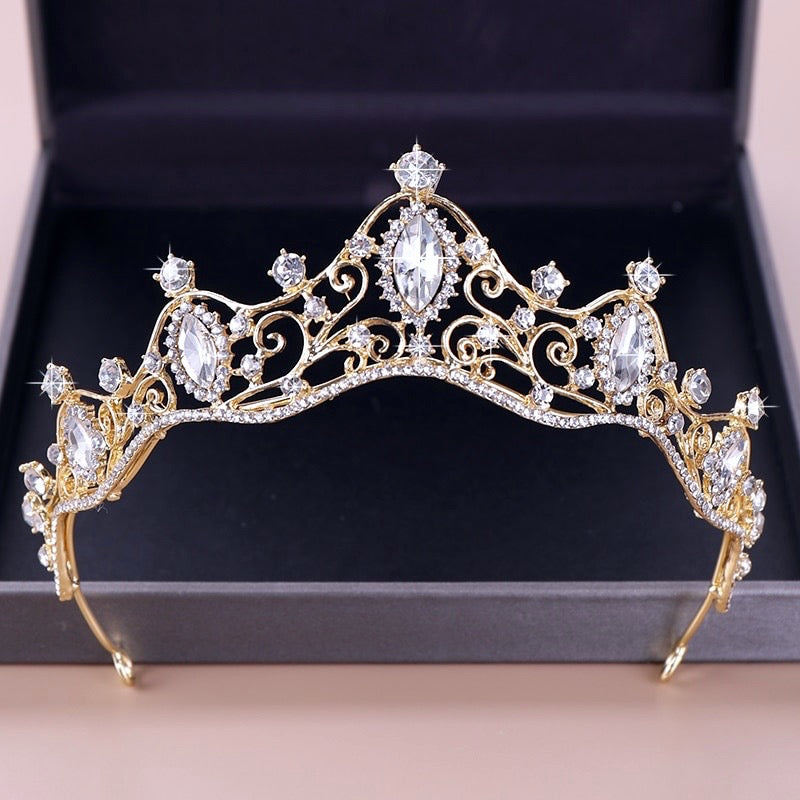 Wedding Hair Accessories - Gold Crystal Bridal Tiara