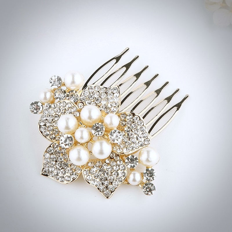 "Anika" - Pearl Hair Comb - Available in Silver and Gold