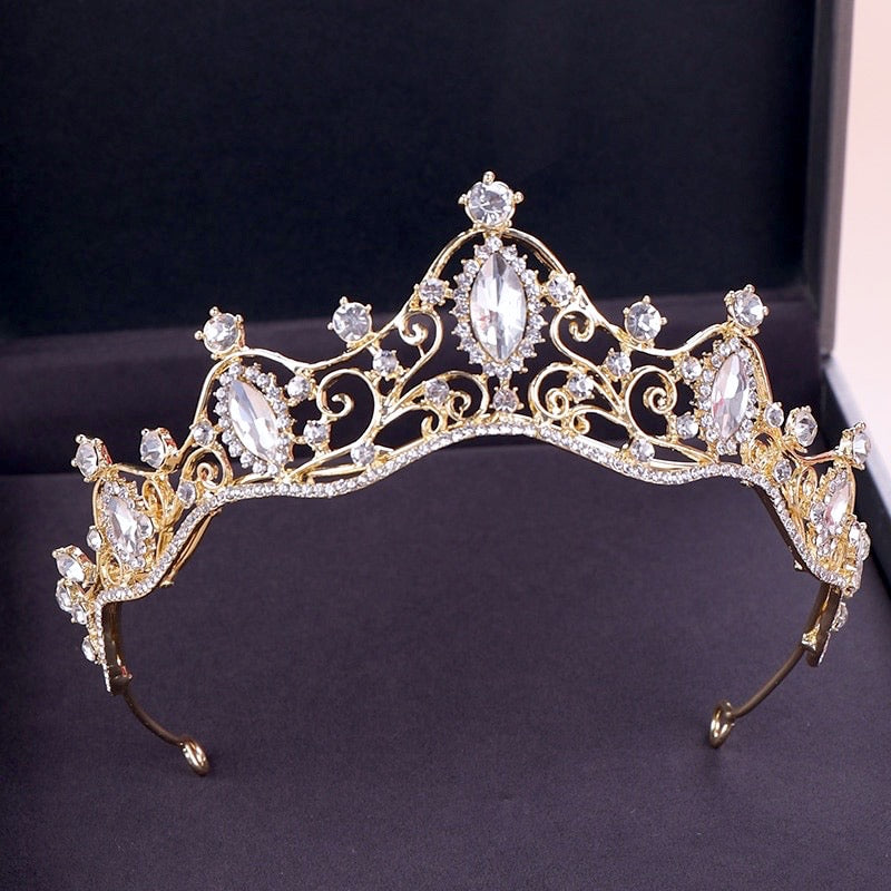 Wedding Hair Accessories - Gold Crystal Bridal Tiara