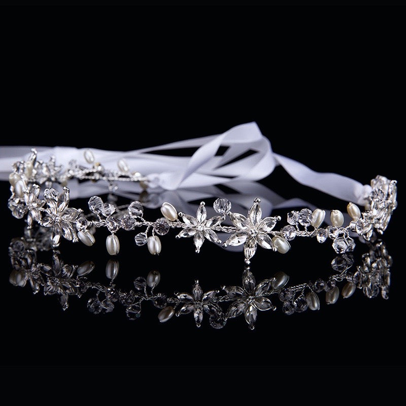 Wedding Hair Accessories - Crystal and Pearl Bridal Headband - Available in Gold and Silver