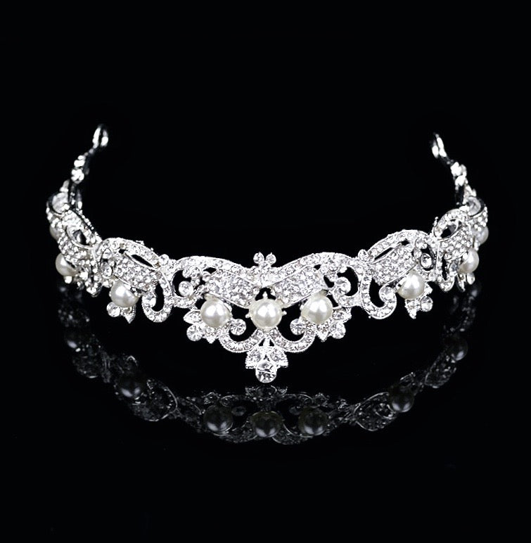 "Jolene" - Wedding Pearl and Rhinestone Tiara