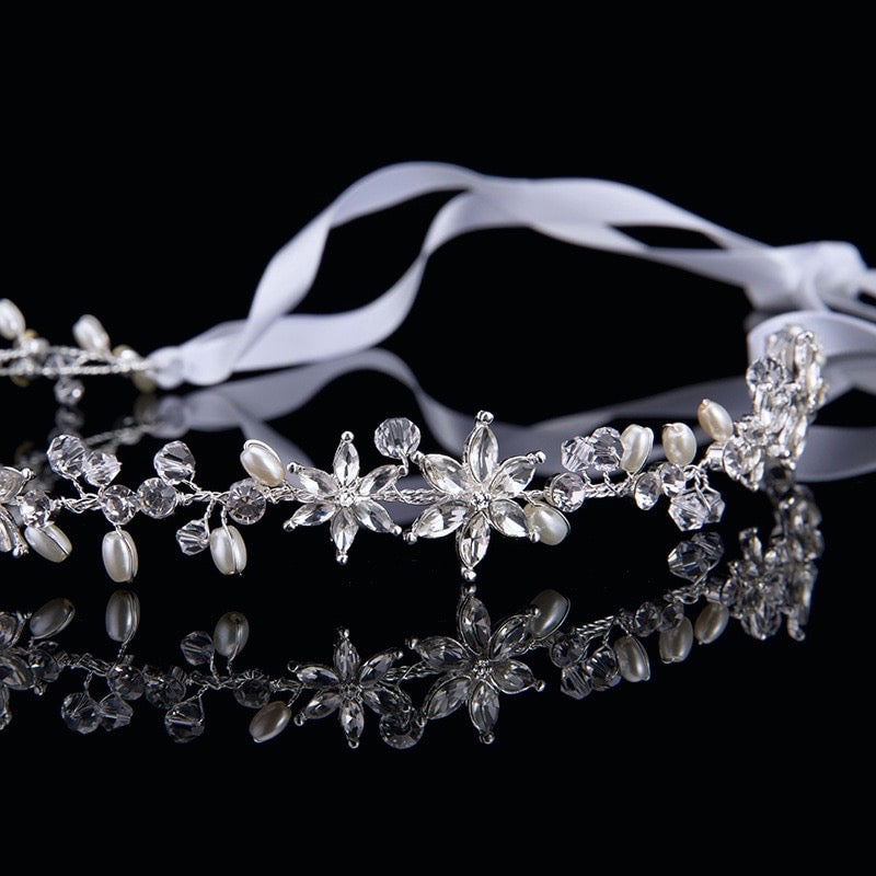 Wedding Hair Accessories - Crystal and Pearl Bridal Headband - Available in Gold and Silver