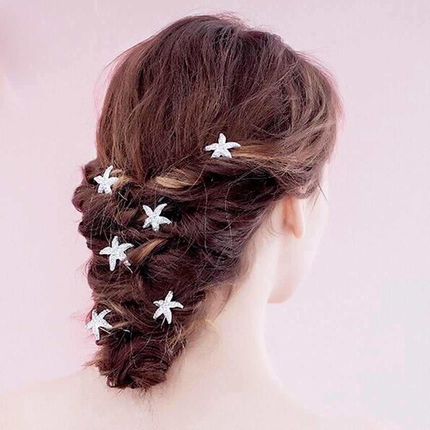 Wedding Hair Accessories - Crystal Sea Star Hair Pins - Set of 5