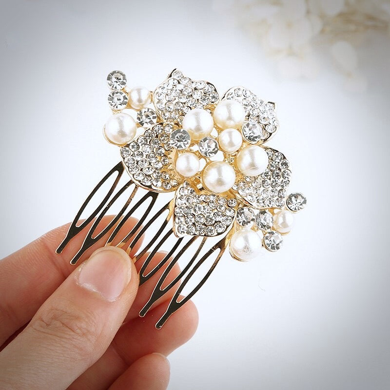 "Anika" - Pearl Hair Comb - Available in Silver and Gold