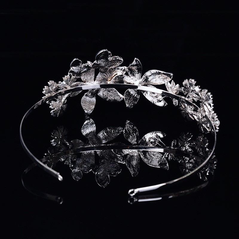 Wedding Hair Accessories - Silver Pearl and Crystal Bridal Side-Headband/Tiara