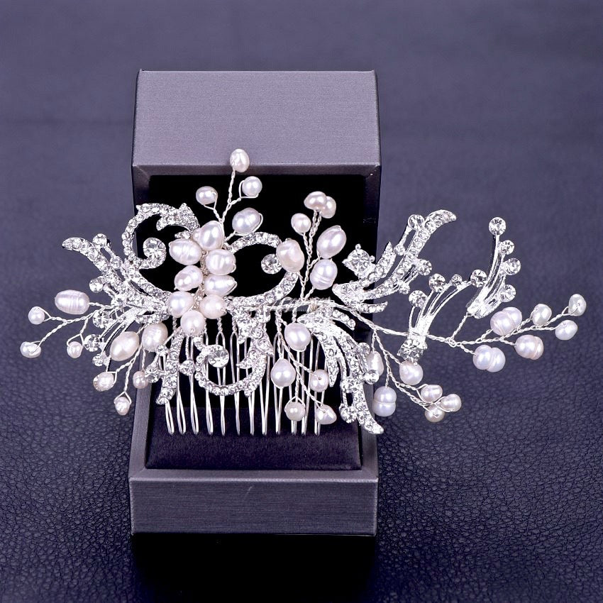 "Samantha" - Pearl and Crystal Bridal Hair Comb - Available in Silver and Gold