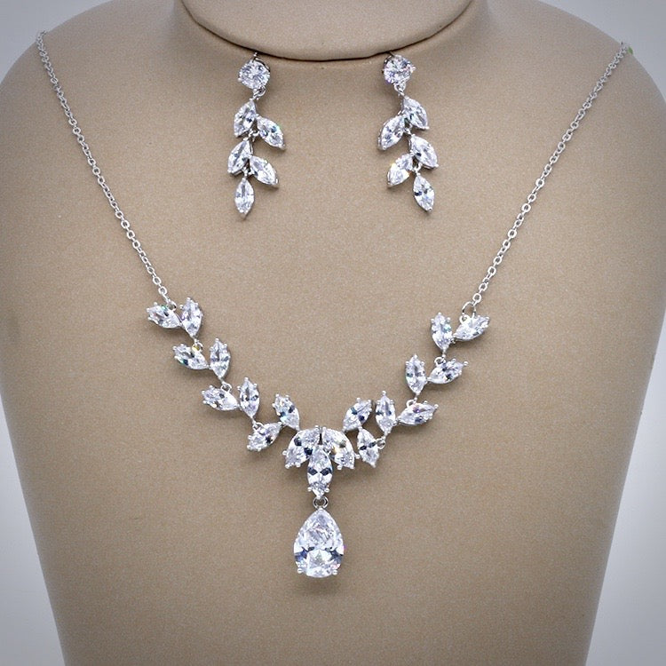 Wedding Jewelry - Silver Cubic Zirconia Bridal Jewelry Set