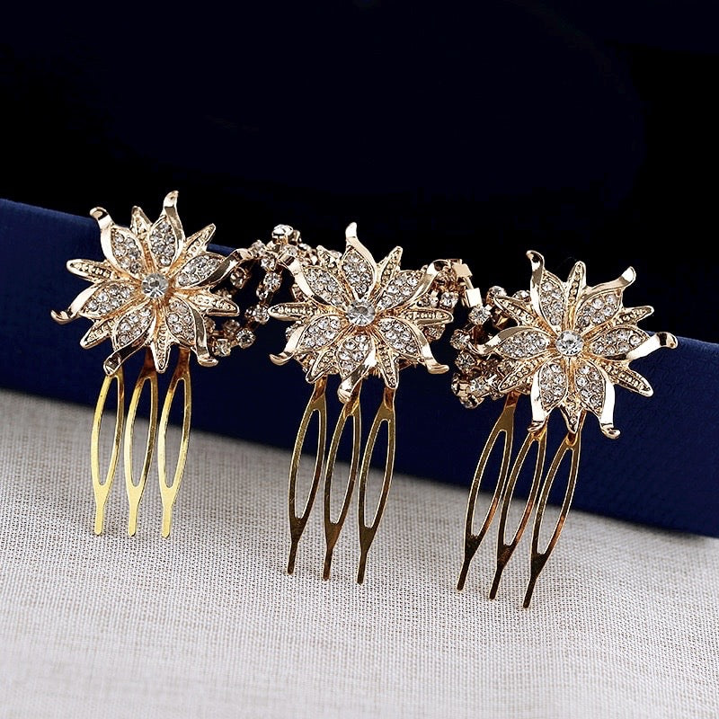 Wedding Hair Accessories - Gold Crystal Bridal Hair Drape