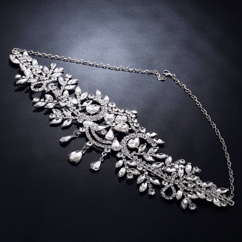 "Kiara" - Crystal Bridal Forehead Chain / Headdress