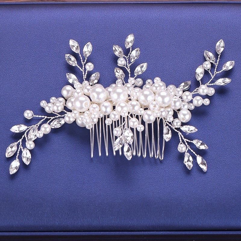 Wedding Hair Accessories - Silver Pearl and Crystal Bridal Hair Comb