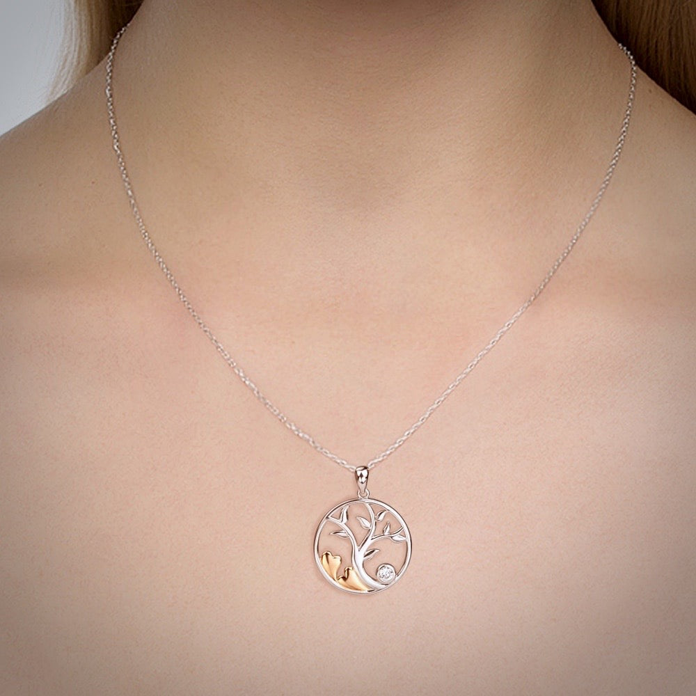 "Rochelle" - Sterling Silver, Rose Gold and Cubic Zirconia Necklace