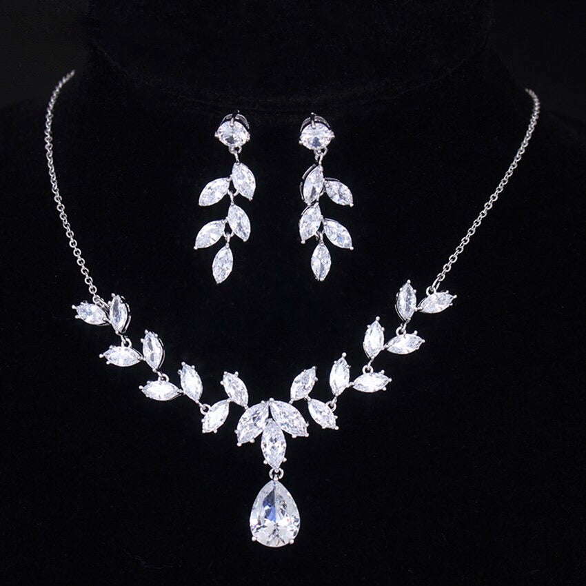 Wedding Jewelry - Silver Cubic Zirconia Bridal Jewelry Set