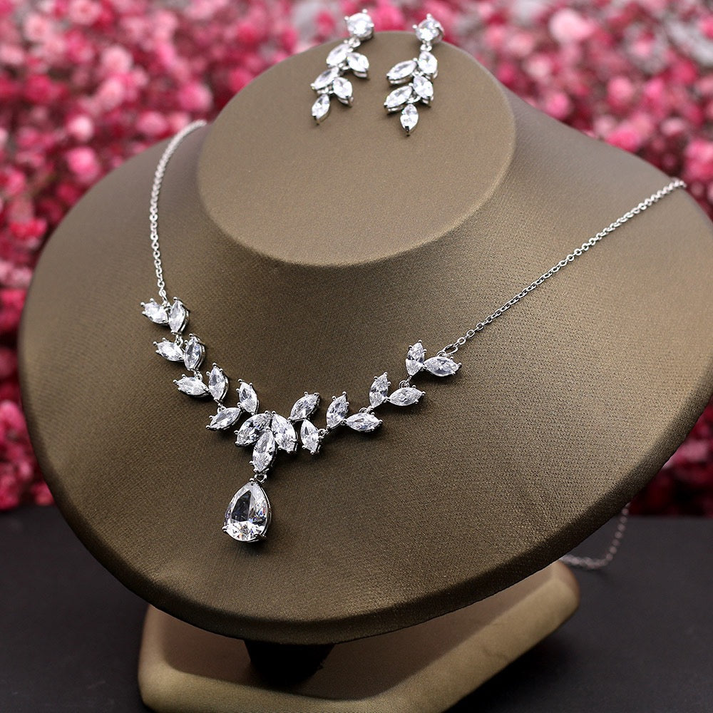 Wedding Jewelry - Silver Cubic Zirconia Bridal Jewelry Set