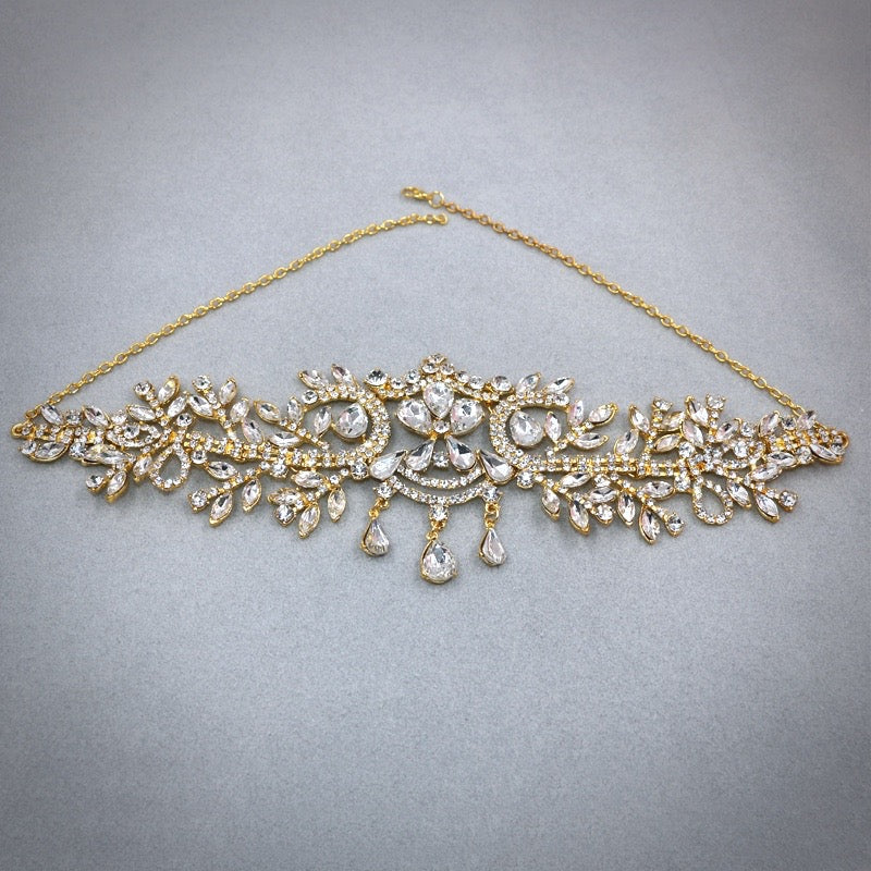 "Kiara" - Crystal Bridal Forehead Chain / Headdress