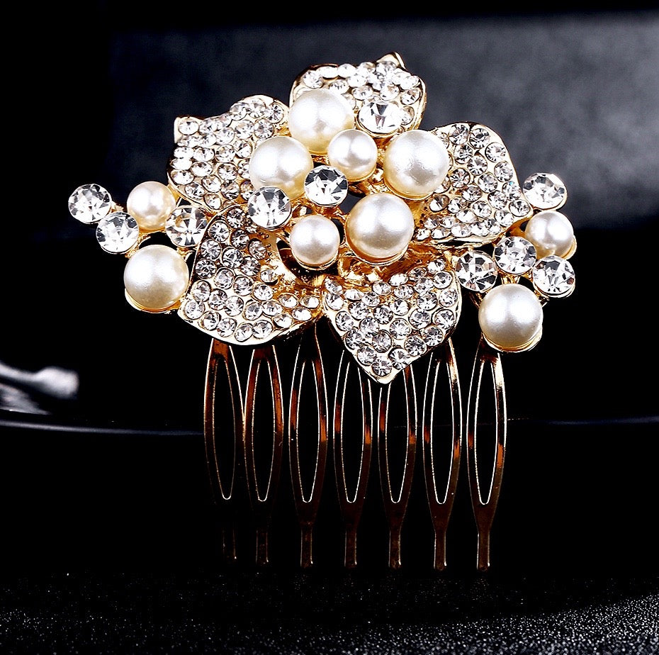 "Anika" - Pearl Hair Comb - Available in Silver and Gold