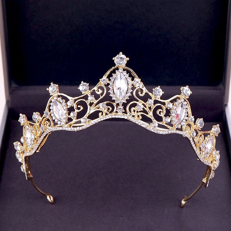 Wedding Hair Accessories - Gold Crystal Bridal Tiara