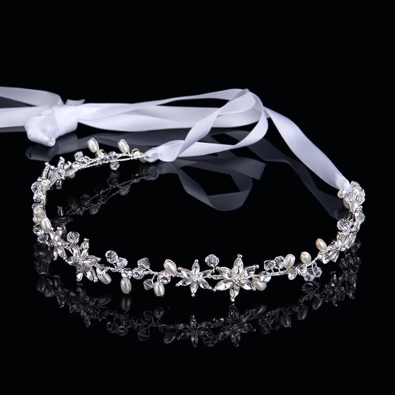 Wedding Hair Accessories - Crystal and Pearl Bridal Headband - Available in Gold and Silver