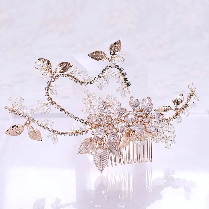 Wedding Hair Accessories - Pearl and Crystal Bridal Hair Comb - Available in Gold and Silver