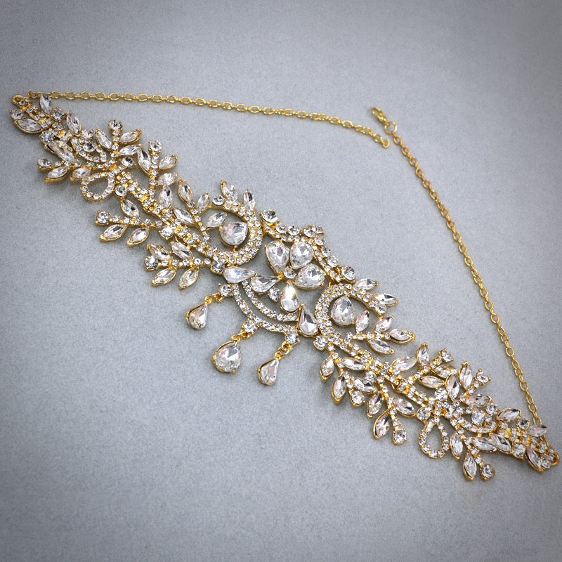 "Kiara" - Crystal Bridal Forehead Chain / Headdress