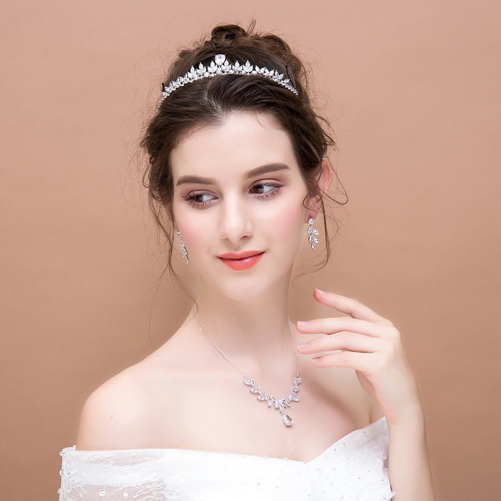 Wedding Jewelry - Silver Cubic Zirconia Bridal Jewelry Set