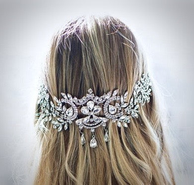 "Kiara" - Crystal Bridal Forehead Chain / Headdress