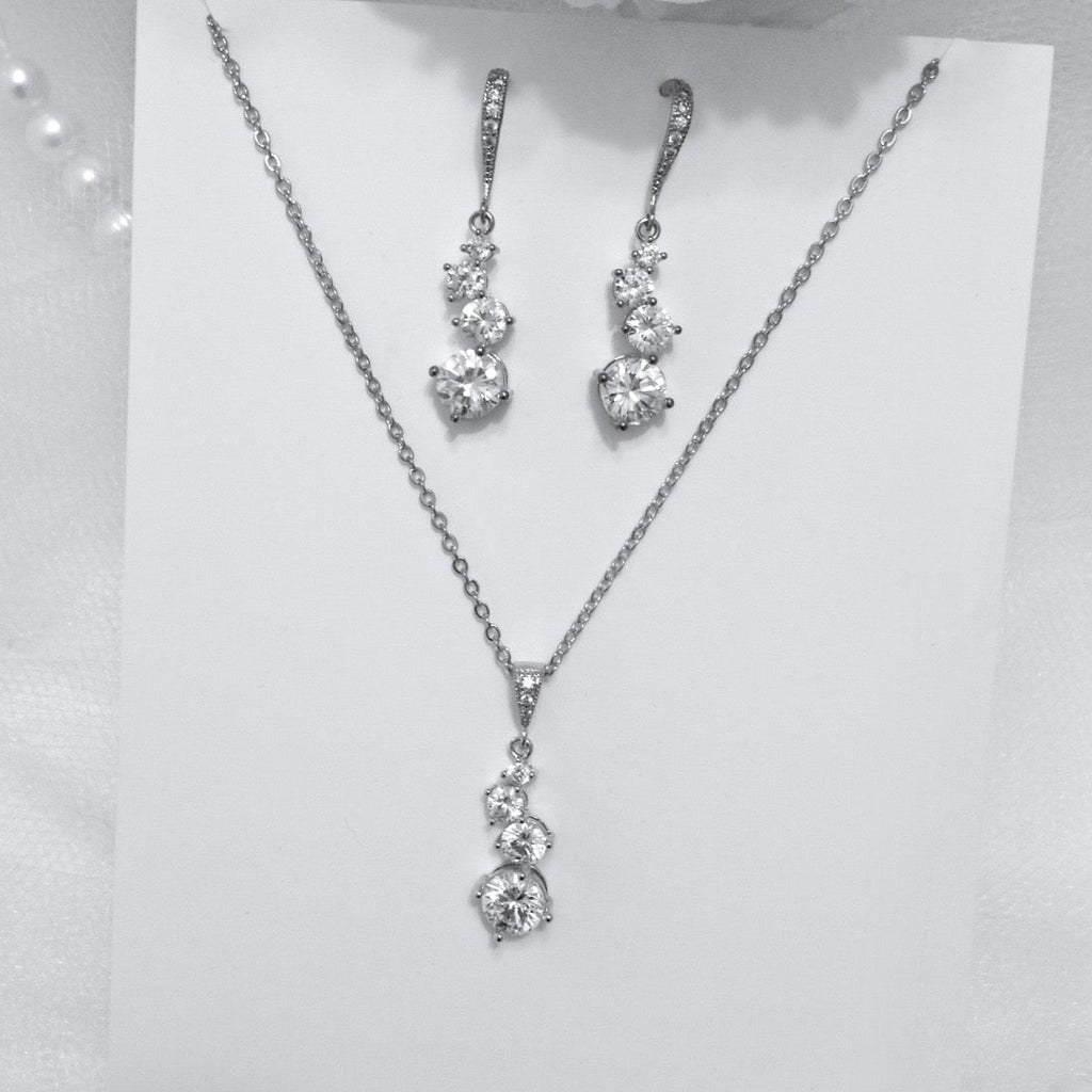 Wedding Jewelry - Bridal Necklace and Earrings Set - Available in Rose Gold and Silver