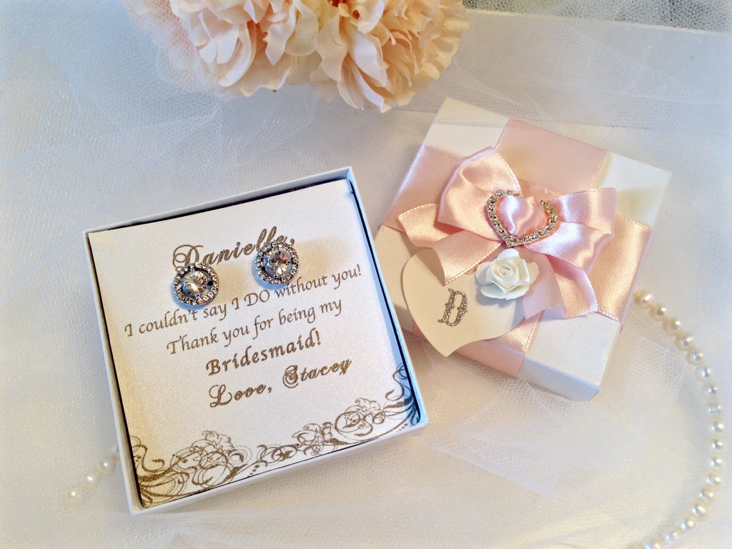 Wedding Jewelry - Cubic Zirconia Stud Earrings - Available in Rose Gold, Silver and Yellow Gold