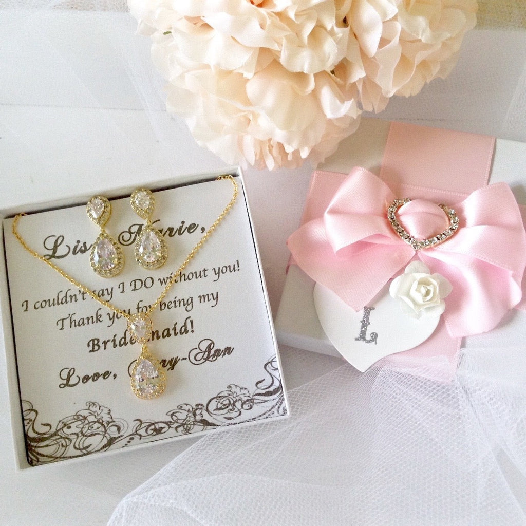 Bridesmaids Gifts - Cubic Zirconia Bridal Jewelry Set