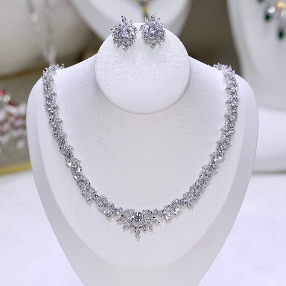 Wedding Jewelry - Cubic Zirconia Bridal Jewelry Set - Available in Silver and Rose Gold